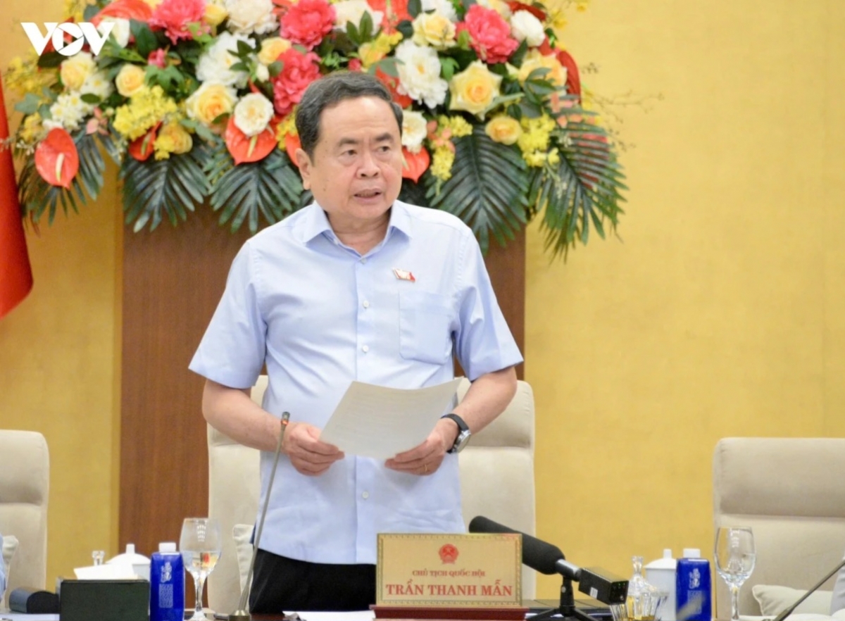 Ketua MN Tran Thanh Man berbicara pada Sidang tersebut (Foto: VOV)