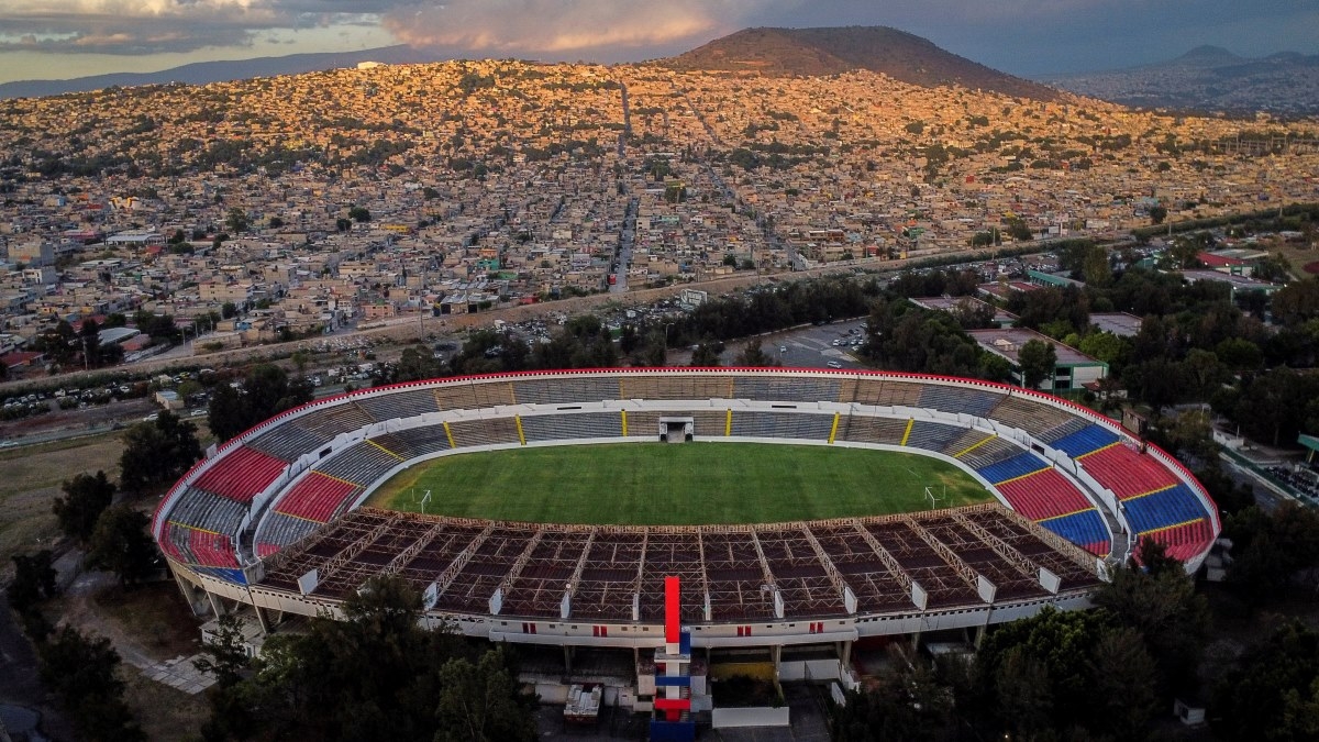 A drone view shows the Neza 86 Stadium, which hosted matches during the 1986 FIFA World Cup, on the outskirts of Mexico City, Mexico, May 28, 2026. (Photo: REUTERS/Raquel Cunha)