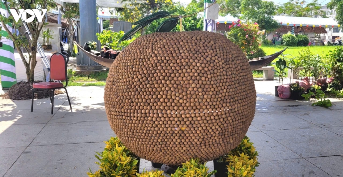 Biểu tượng trái nhãn to kết từ hàng trăm trái nhãn thật.