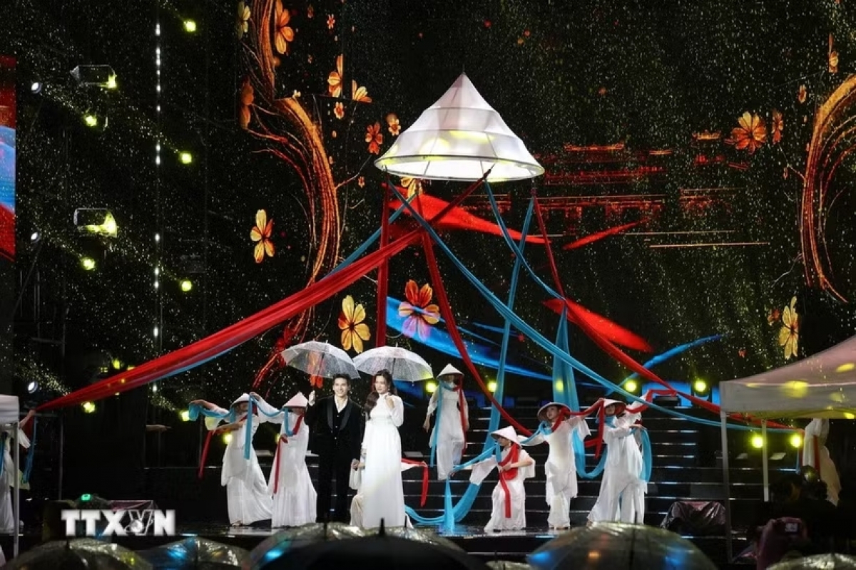 「平和な祖国」プログラムで公演する芸術家たち（写真：Hồng Đạt/TTXVN）