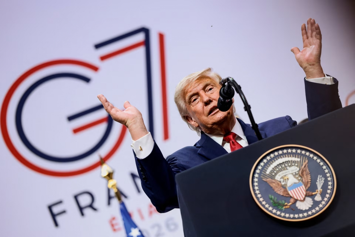 Presiden AS Donald Trump menghadiri KTT G7 di Evian-les-Bains, Prancis, 17 Juni 2026. Foto: REUTERS/Evelyn Hockstein.