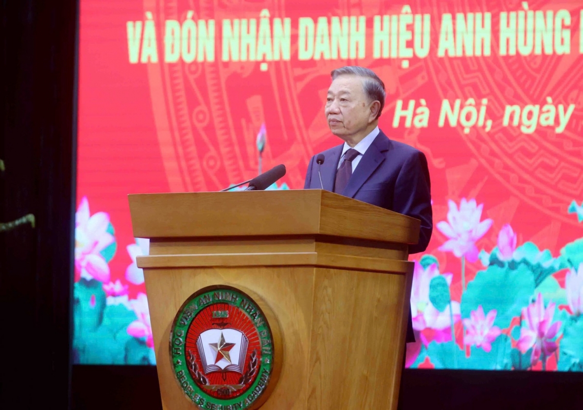 Tổng Bí thư, Chủ tịch nước Tô Lâm phát biểu tại buổi lễ. Ảnh: Bộ Công An