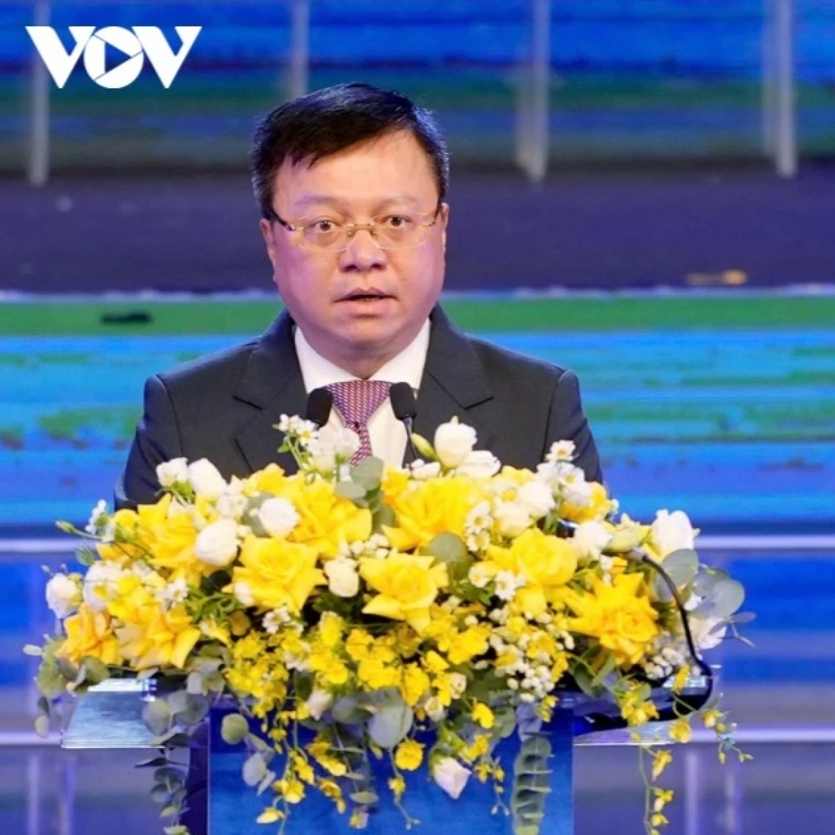 Le Quoc Minh, President of the Vietnam Journalists Association, speaks at the award ceremony (Photo: VOV)