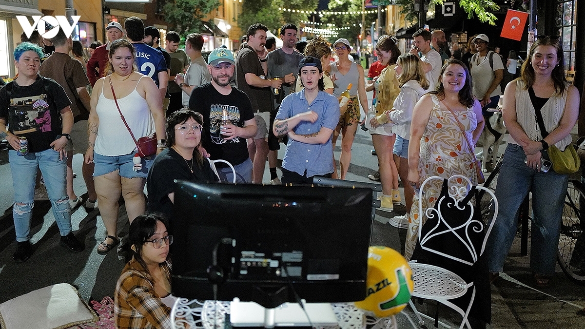 Residents in Philly's historic district watch World Cup matches on the streets.