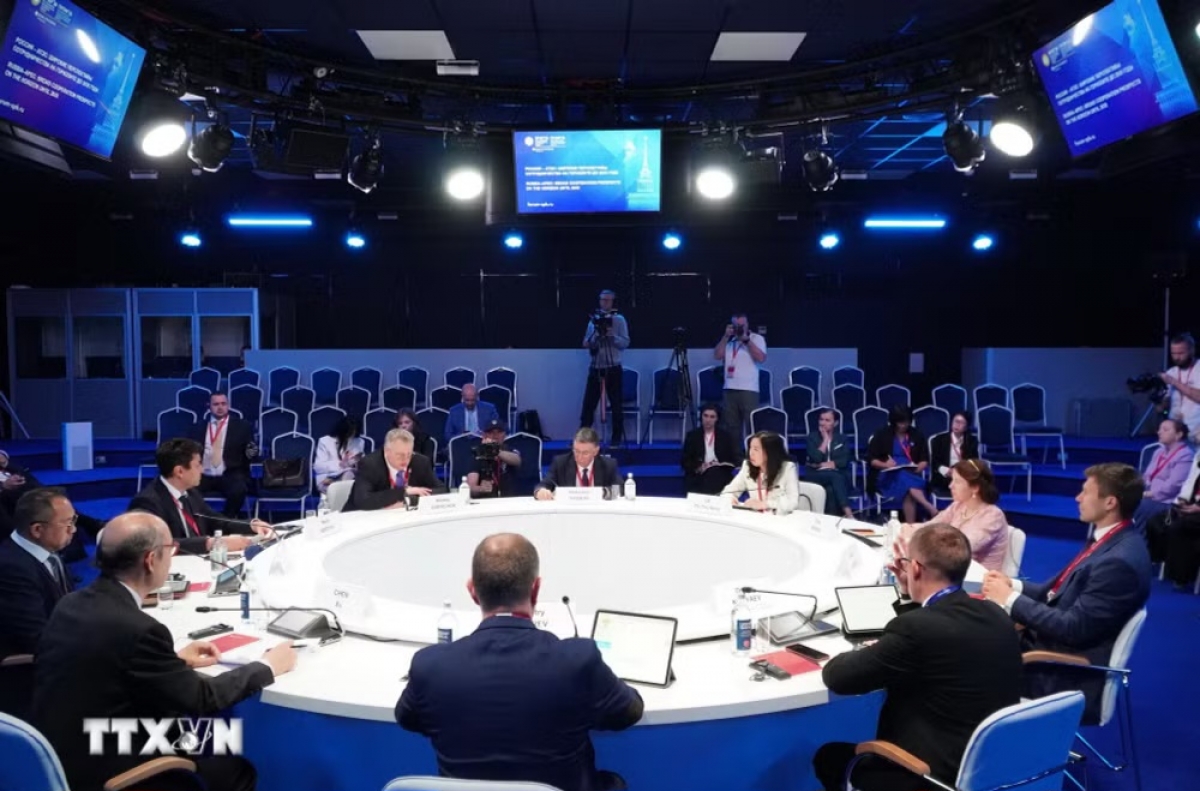 Discussion session “Russia-APEC: Broad prospects for cooperation until 2035”. (Photo: Tam Hang/VNA)