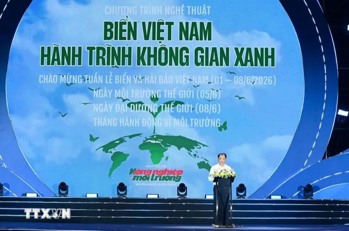 Bộ trưởng Bộ Nông nghiệp và Môi trường Trịnh Việt Hùng phát biểu tại chương trình. Ảnh: TTXVN