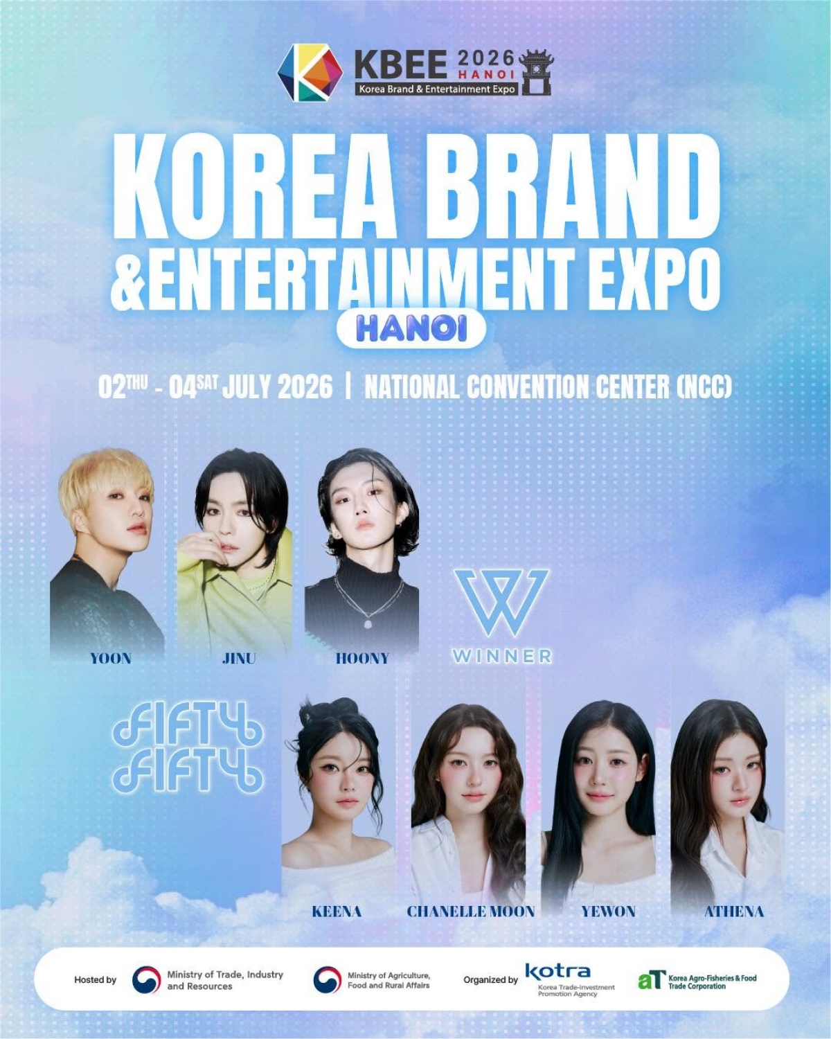 그룹 위너(WINNER)와 피프티 피프티(FIFTY FIFTY)<br>
(사진: '2026 하노이 한류박람회의 공식 페이스복)