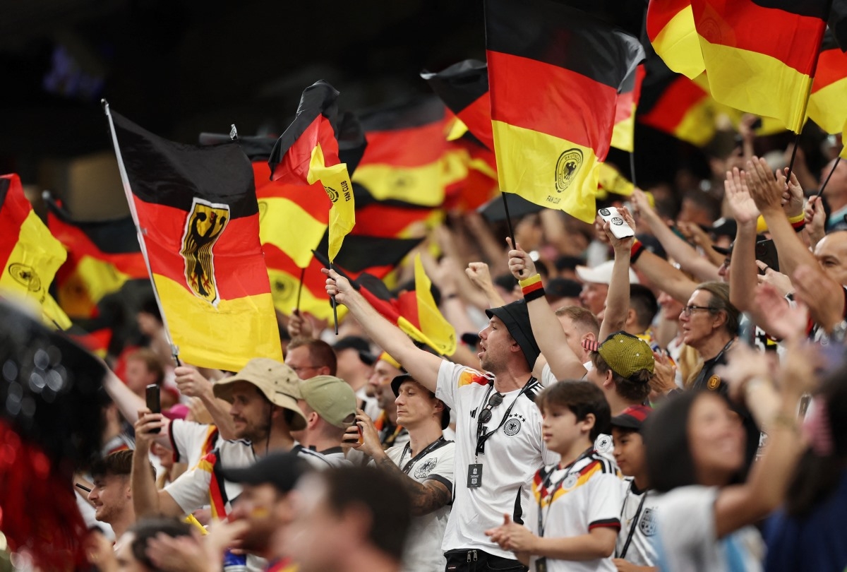 Para penggemar Jerman di Stadion Houston, Houston, Texas, AS, 14 Juni 2026. Foto: IMAGN IMAGES/REUTERS/Troy Taormina