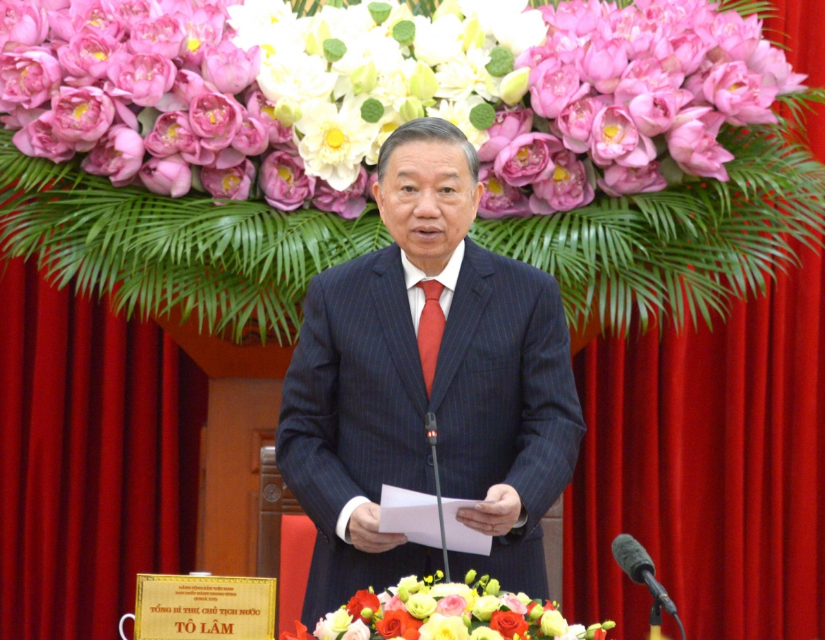 Tổng Bí thư, Chủ tịch nước Tô Lâm phát biểu tại buổi làm việc. Ảnh: Văn Hiếu/VOV