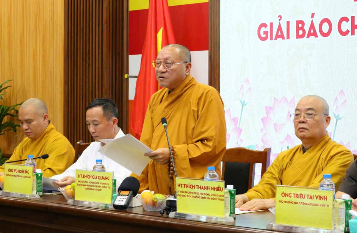 Pendeta Thich Gia Quang menyampaikan pidato di upacara tersebut (Foto: Vinh Phong/VOV5