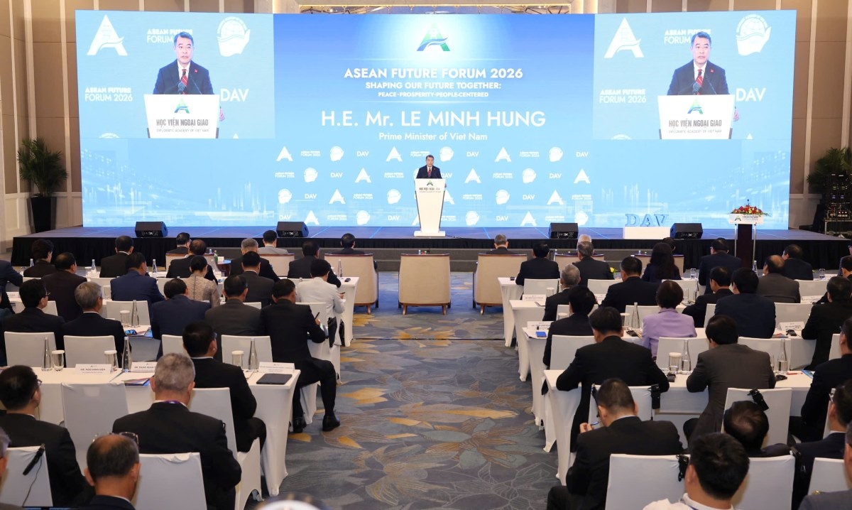 El primer ministro de Vietnam, Le Minh Hung, interviene en la sesión inaugural del Foro del Futuro de la ASEAN 2026, en Hanói. Foto: Lai Hoa/VOV