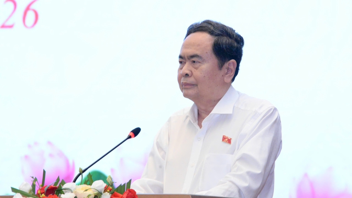 National Assembly Chairman Tran Thanh Man speaks at a conference on legislative orientations for the 16th legislature, Hanoi, June 16, 2026.