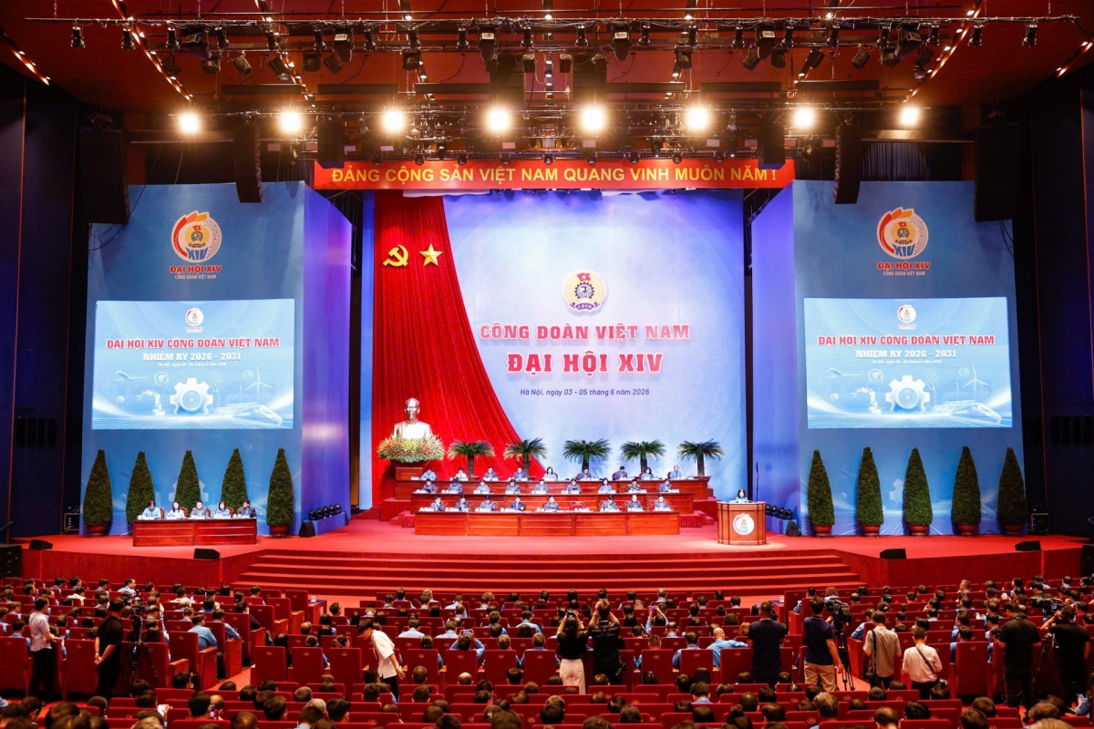 Kongres Nasional XIV Serikat Pekerja Vietnam berlangsung di Kota Hanoi. Foto: VOV