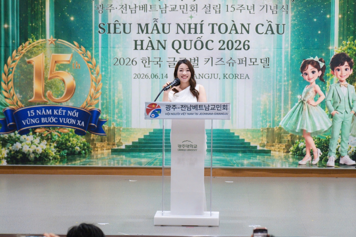 Bà Nguyễn Lệ Hoa, Chủ tịch Hội người Việt tại khu vực Jeonnam–Gwangju, Hàn Quốc. Ảnh BTC cung cấp