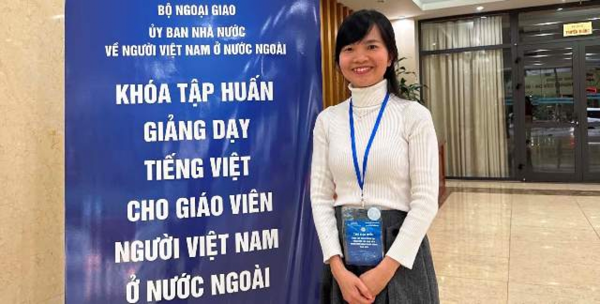 Chị Trần Đinh Linh Phương, người Việt tại Thụy Sĩ tham gia Khóa tập huấn dạy tiếng Việt tại Hà Nội.