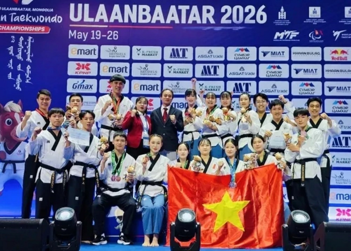 Das vietnamesische Taekwondo-Team sichert sich acht Startplätze für die Asienspiele (ASIAD) 2026. (Foto: baovanhoa.vn)