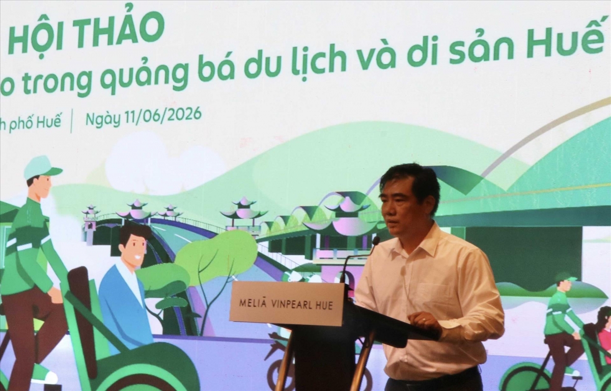 Viện trưởng Viện Nghiên cứu Phát triển thành phố Huế Cung Trọng Cường phát biểu tại hội thảo. Ảnh: Mai Trang/TTXVN.