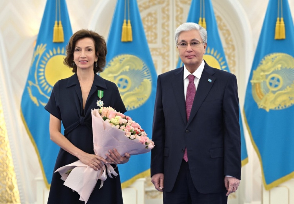 Гендиректор ЮНЕСКО и президент Казахстана. Фото: Посольство Казахстана во Вьетнаме