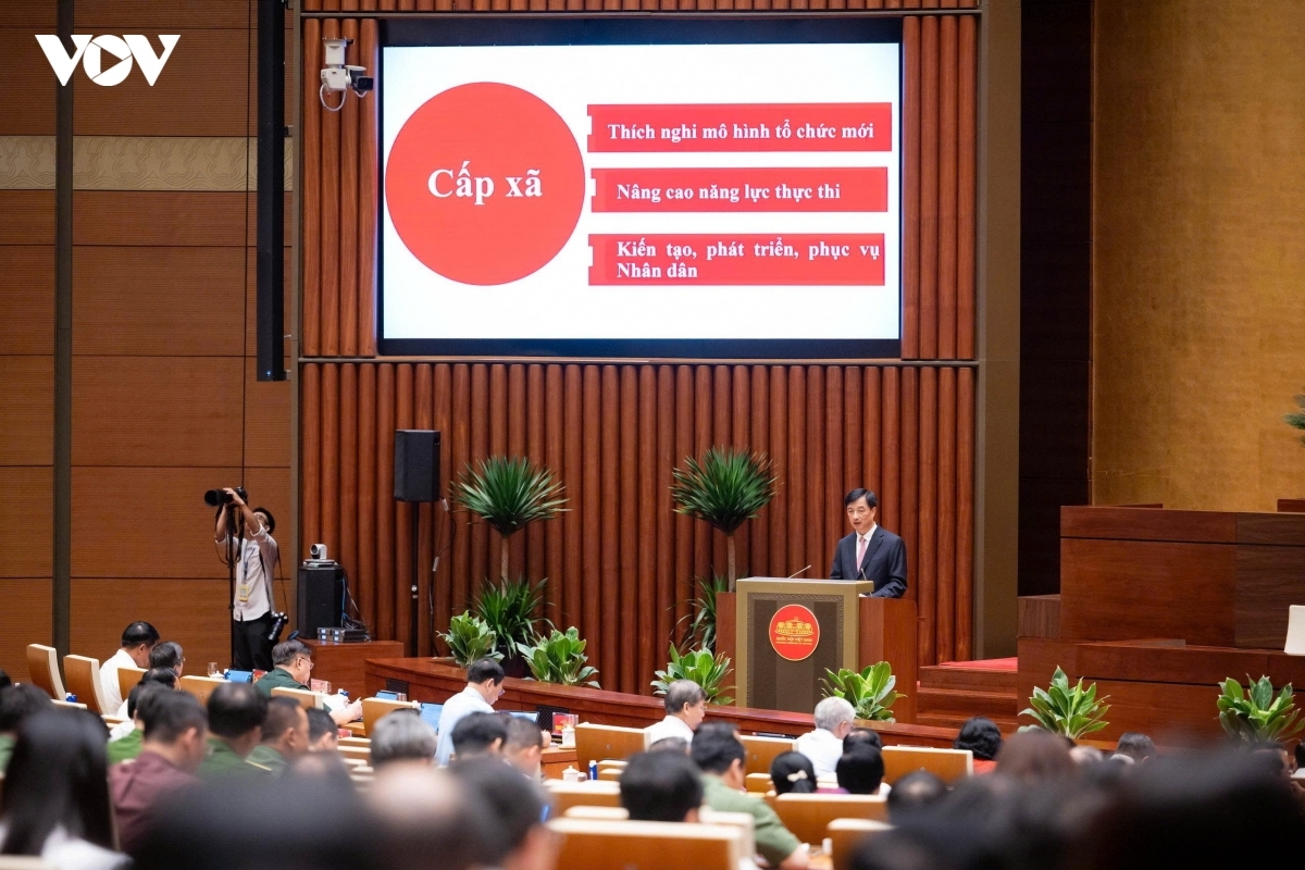 Head of the Party Central Committee's Organization Commission Nguyen Duy Ngoc speaks at the conference. (Photo: VOV)