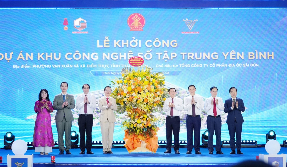 La ceremonia de inicio de las obras del proyecto “Parque Tecnológico Digital Concentrado de Yen Binh”, en la provincia de Thai Nguyen