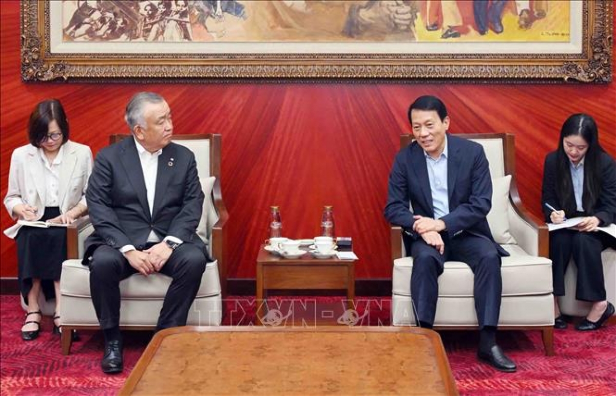 Đại tướng Lương Tam Quang, Bộ trưởng Bộ Công an tiếp ông Nagao Yutaka, Chủ tịch Hội đồng quản trị Tập đoàn Yamato (Nhật Bản). Ảnh: Phạm Kiên/TTXVN