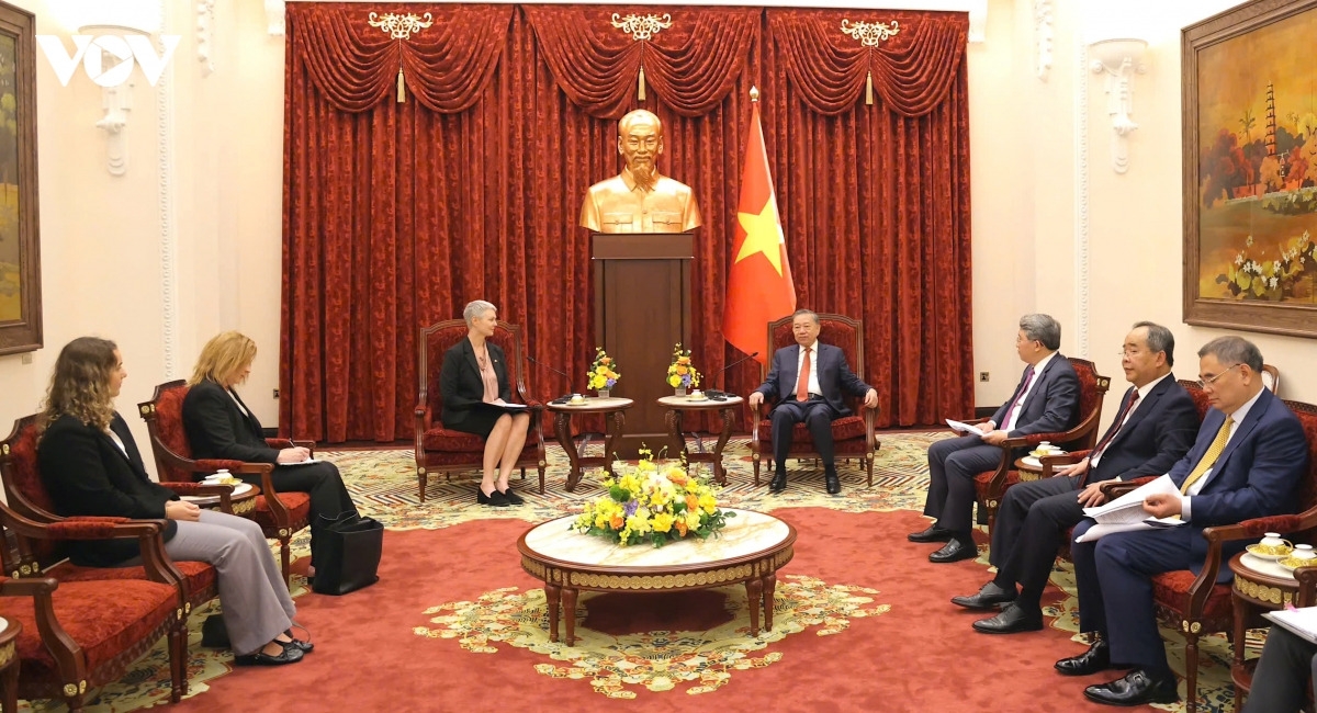 Tổng Bí thư, Chủ tịch nước Tô Lâm tiếp Đại sứ đặc mệnh toàn quyền Vương quốc Na Uy tại Việt Nam Hilde Solbakken. Ảnh: Văn Hiếu/VOV