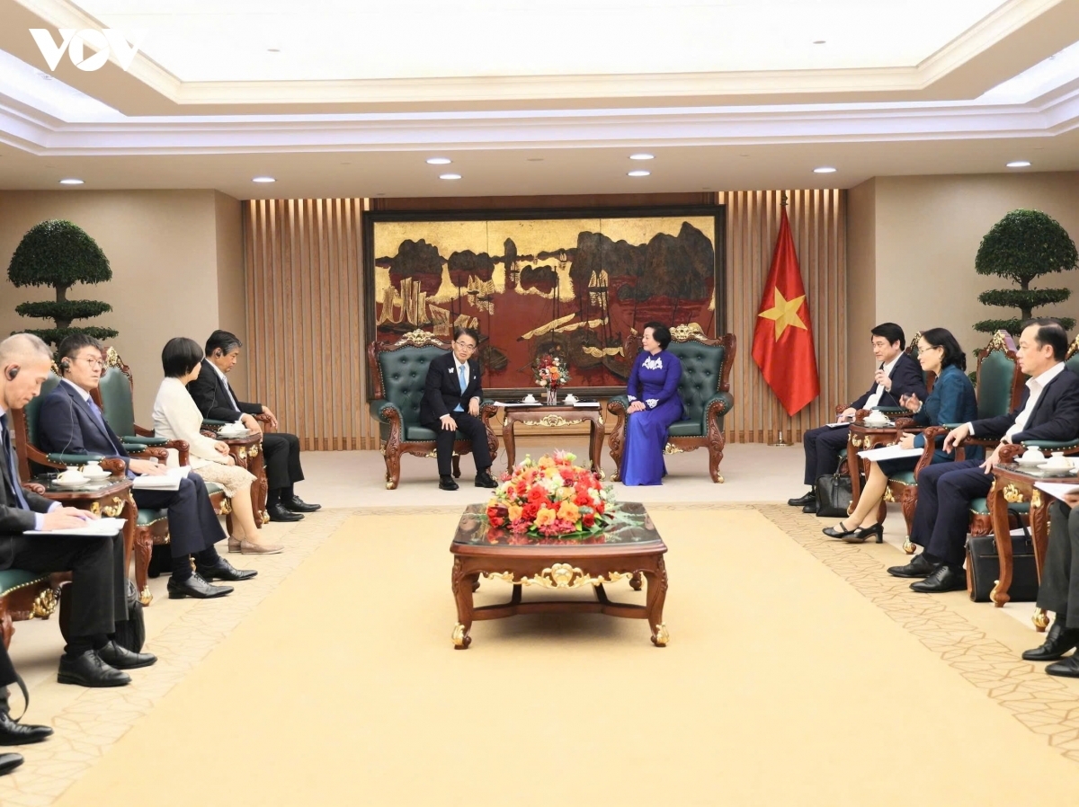 Phó Thủ tướng Phạm Thị Thanh Trà tiếp ông Omura Hideaki, Thống đốc tỉnh Aichi, Nhật Bản. Ảnh: VOV