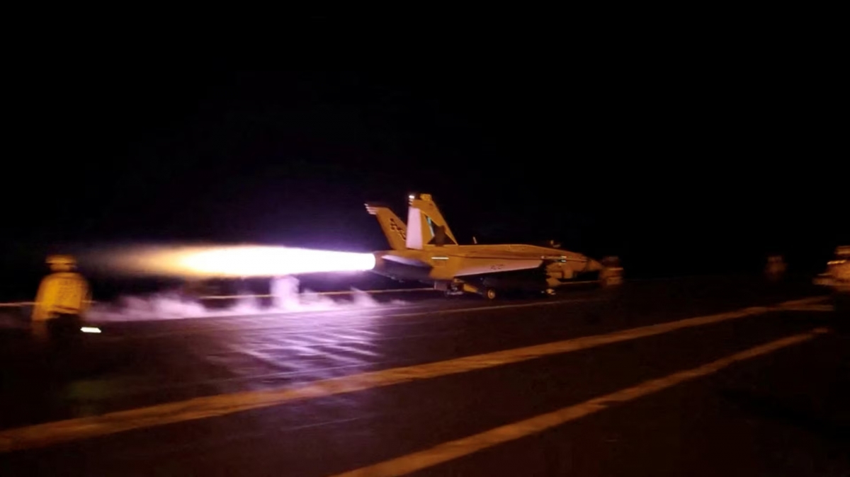 A US military aircraft takes off from an unknown location during what US Central Command (CENTCOM) says are strikes on Iran, in this screenshot from a handout video released on July 29, 2026. (Photo: REUTERS)
