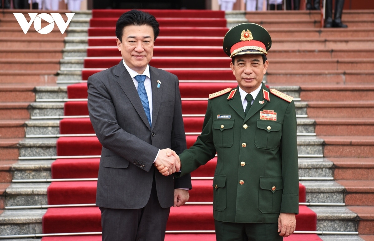 Đại tướng Phan Văn Giang đã từng hội đàm với ông Kihara Minoru, cựu Bộ trưởng Quốc phòng, nay là Chánh Văn phòng Nội các Nhật Bản, tại Hà Nội vào tháng 08/2024. Ảnh: VOV