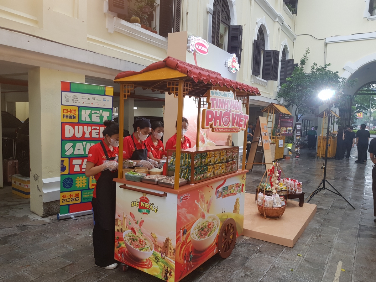 A Pho booth at the launch ceremony for the competition "Creating Cultural Intellectual Property (IP) from Hanoi’s Intangible Cultural Heritage 'Pho'", Hanoi, July 24, 2026 (Photo: Ngoc Anh)