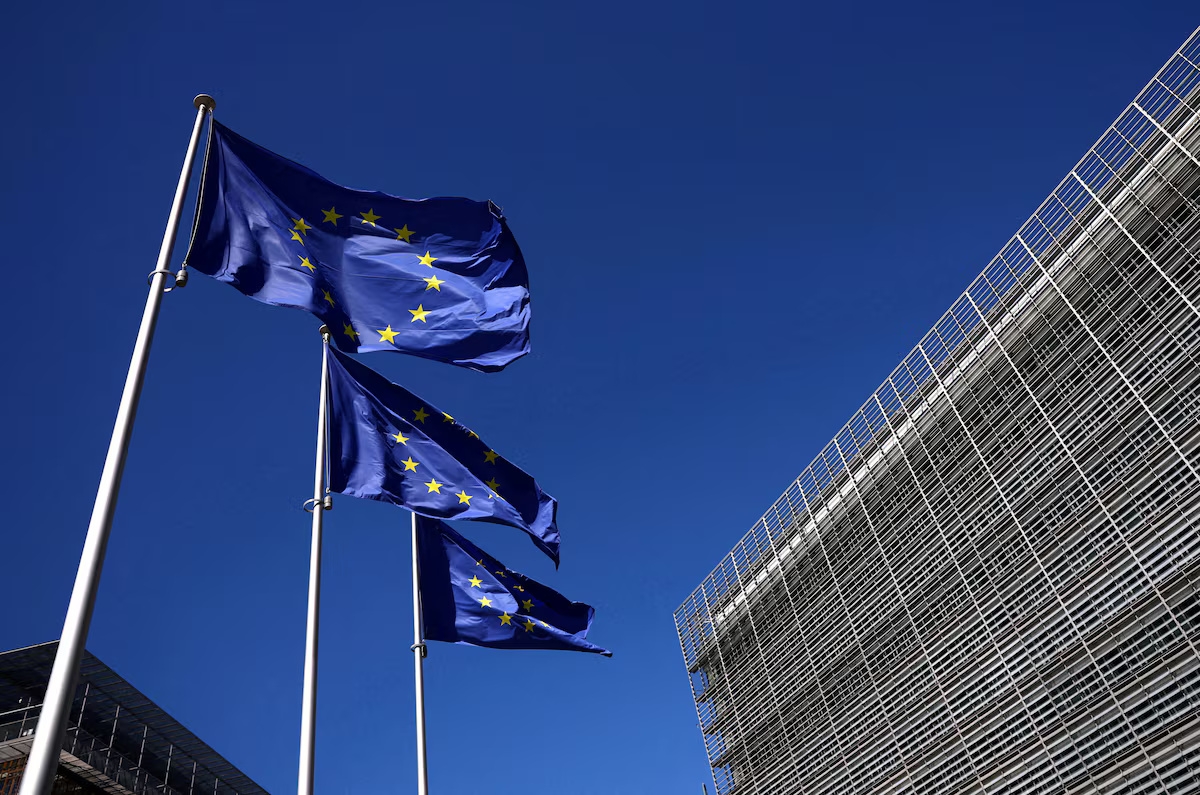 EU flags outside the European Council in Brussels, Belgium (Photo: REUTERS/Yves Herman)