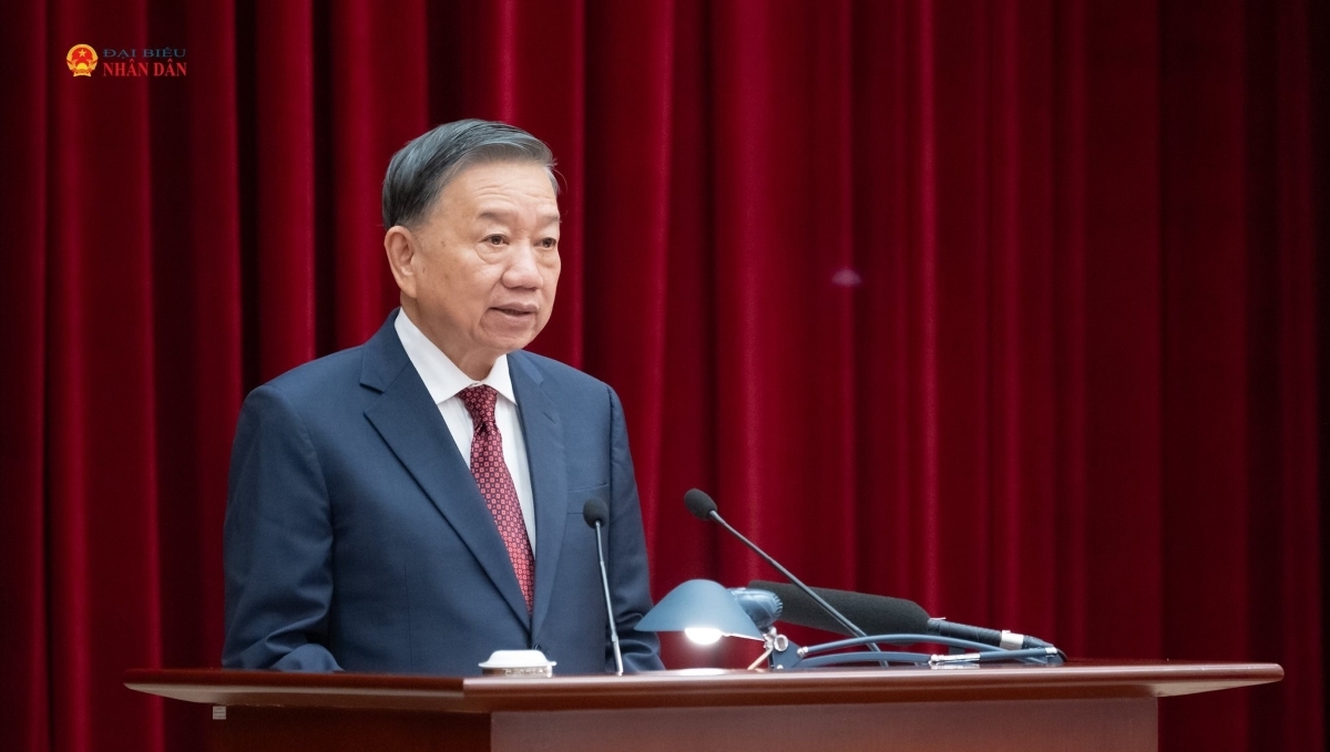 Party General Secretary and State President To Lam speaks at the closing ceremony of the third plenum of the 14th Party Central Committee, Hanoi, July 24, 2026. (Photo: Pham Thang/daibieunhandan.vn)