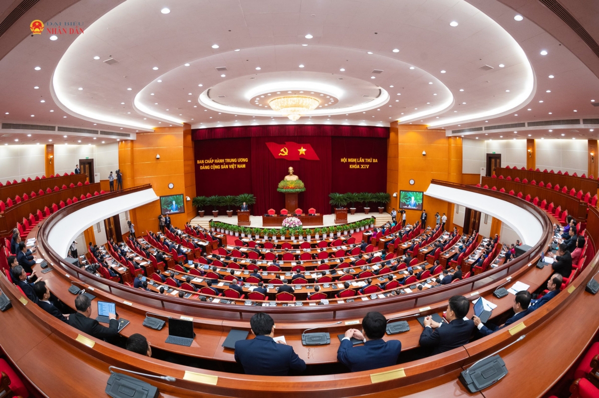 Quang cảnh Phiên bế mạc Hội nghị Trung ương 3, khóa XIV. Ảnh: Phạm Thắng/daibieunhandan.vn