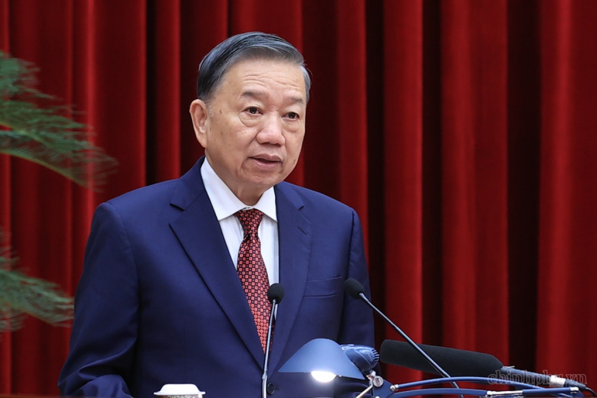 Tổng Bí thư, Chủ tịch nước Tô Lâm phát biểu bế mạc Hội nghị lần thứ ba của Ban Chấp hành Trung ương Đảng khóa XIV. Ảnh VGP/Nhật Bắc