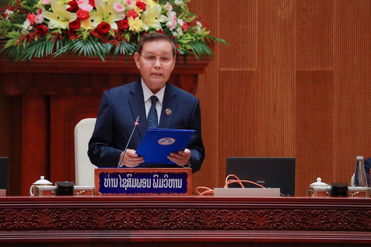  ທ່ານ​ປະ​ທານ​ສະ​ພາ​ແຫ່ງ​ຊາດ ລາວ ໄຊ​ສົມ​ພອນ ພົມ​ວິ​ຫານ (ພາບ: ສະ​ພາ​ແຫ່ງ​ຊາດ​ລາວ)