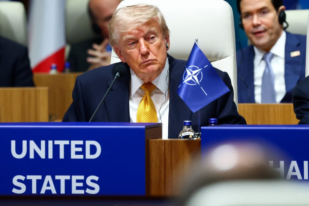 El presidente de Estados Unidos, Donald Trump, asiste a una reunión del Consejo del Atlántico Norte en Ankara (Turquía), el 8 de julio de 2026. Foto: REUTERS/Yves Herman