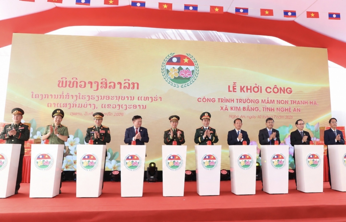 Lễ khởi công công trình Trường Mầm non Thanh Hà (Ảnh: Viết Lam)