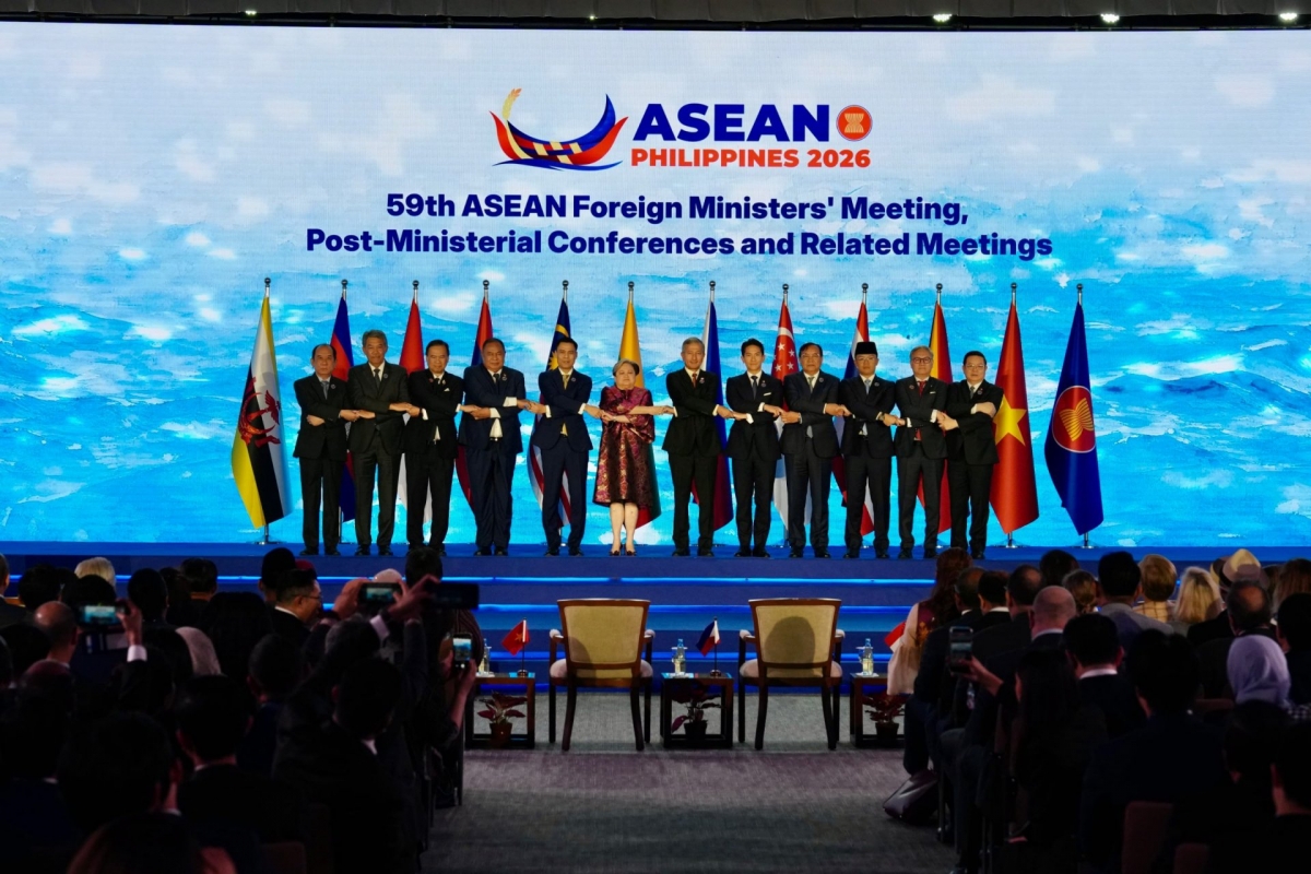 Các trưởng đoàn tham dự Hội nghị Bộ trưởng Ngoại giao ASEAN lần thứ 59 (AMM-59) tại Philippines. Ảnh: Phạm Hà/VOV-Jakarta