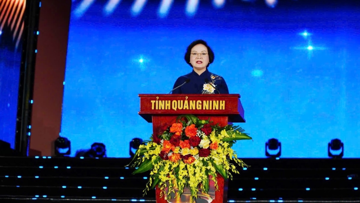 Vizepremierministerin Pham Thi Thanh Tra hält ihre Rede. (Foto: VOV-Nordwesten)