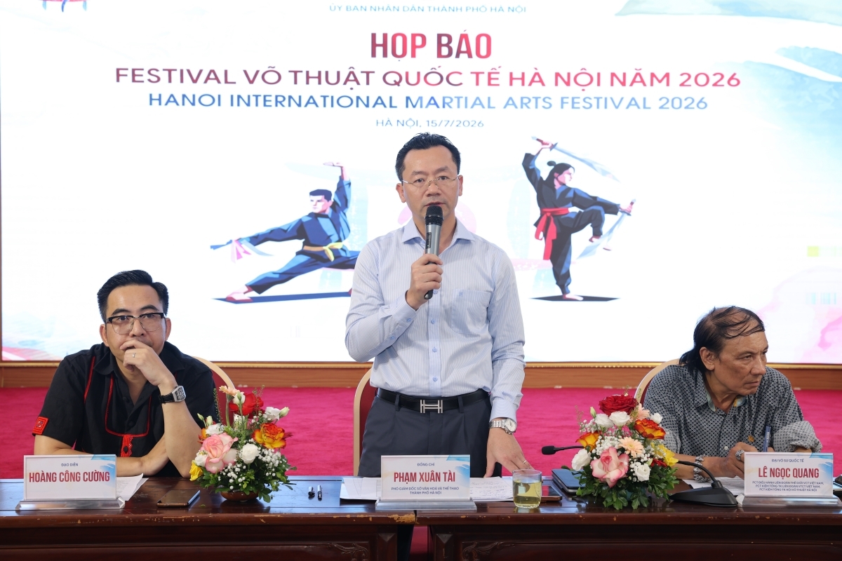 ภาพการแถลงข่าวเกี่ยวกับเฟสติวัลศิลปะการต่อสู้นานาชาติฮานอยประจำปี 2026