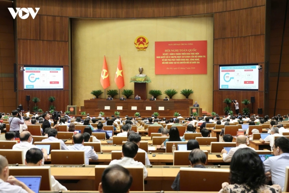 Hội nghị toàn quốc sơ kết 1 năm 6 tháng triển khai Nghị quyết 57-NQ/TW. Nguồn VOV.vn