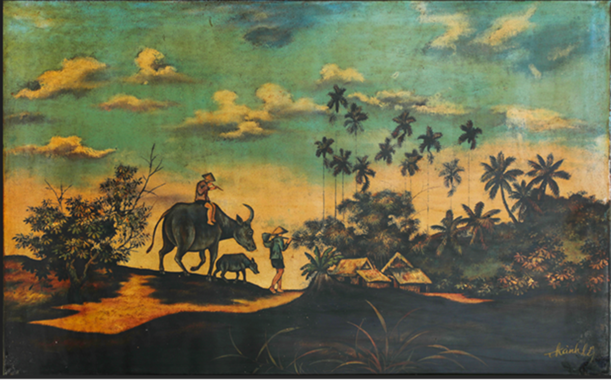 Ein Werk der Ausstellung über die Lackkunst in Südvietnam. (Foto: congan.com.vn)