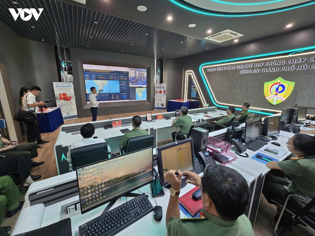 The Command Information Center, under Ho Chi Minh City's Fire Prevention and Fighting and Rescue Police Division, HCMC Department of Public Security (Photo: VOV)