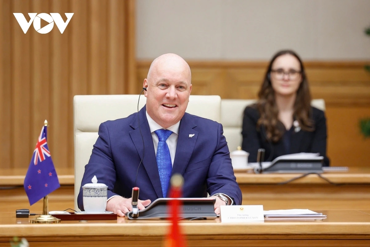 Prime Minister Christopher Luxon speaks during his visit to Vietnam in February, 2025. (Photo: VOV)
