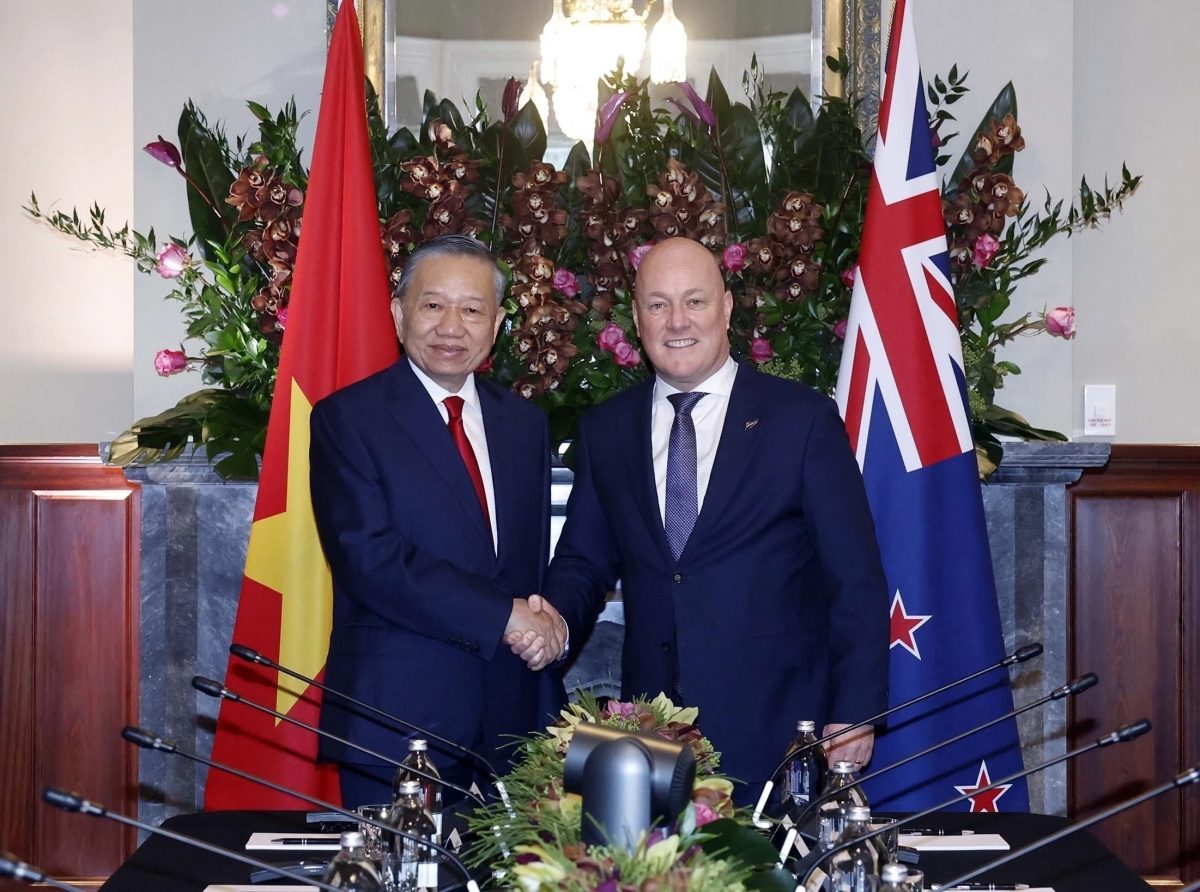 General Secretary and President To Lam and New Zealand Prime Minister Christopher Luxon. (Photo: VNA)