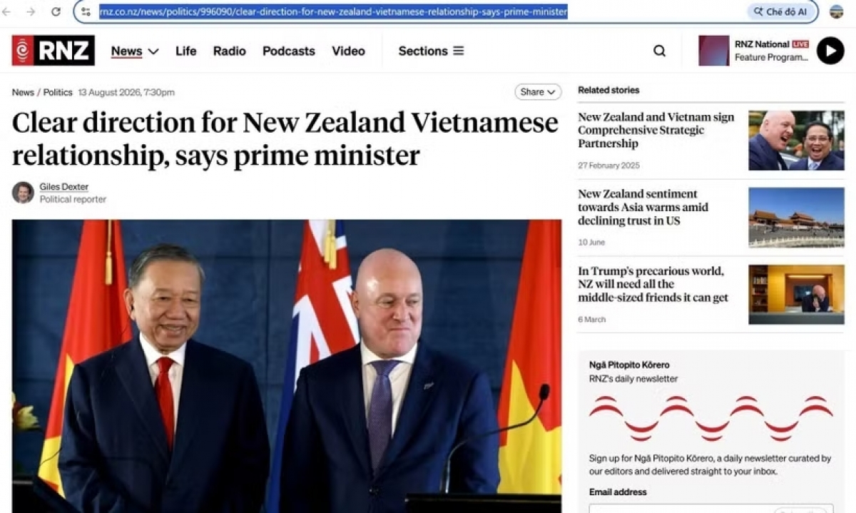 Kênh truyền thông đa phương tiện RNZ của New Zealand. Ảnh: TTXVN