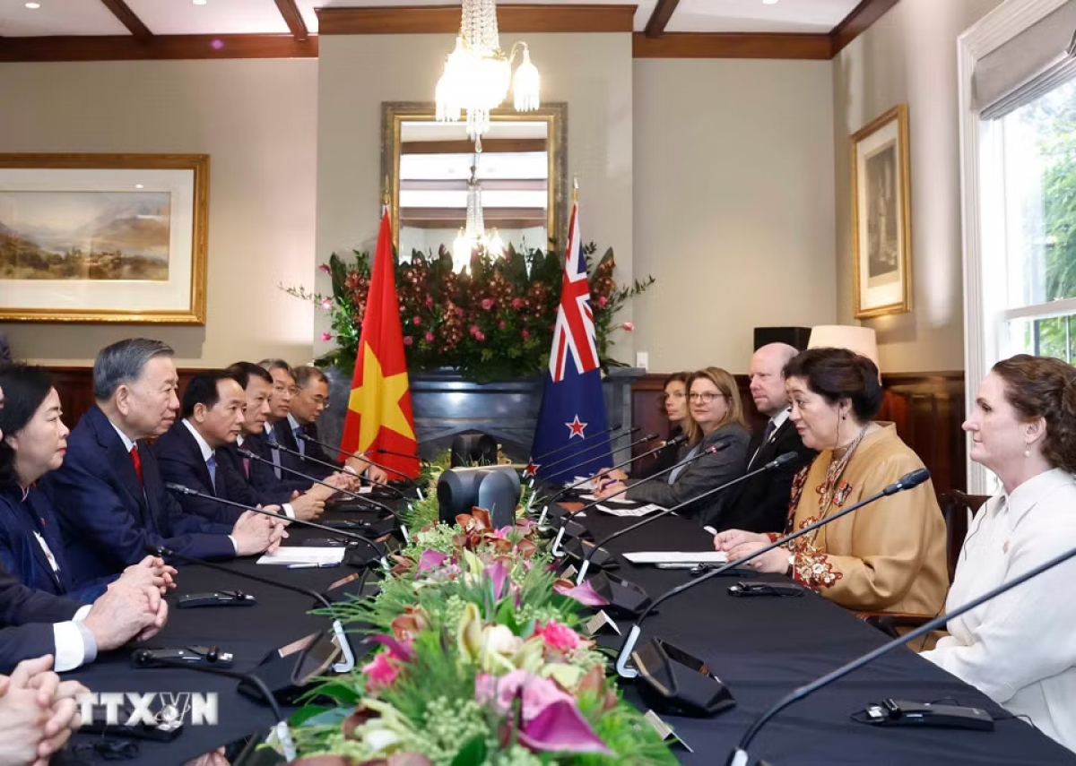 General Secretary and President To Lam holds talks with Governor-General of New Zealand Cindy Kiro. Photo: Thong Nhat/VNA