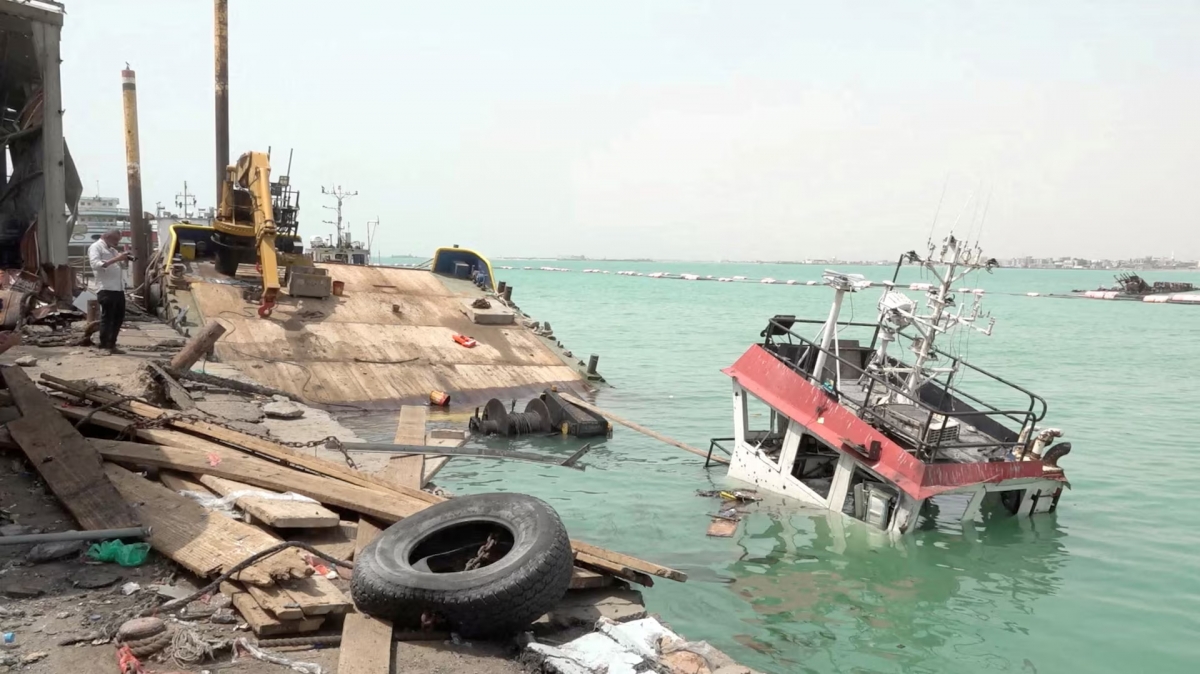 Damage in the aftermath of Houthi strikes on the Red Sea port city of Mocha, Yemen, August 10, 2026. (Photo: REUTERS) 