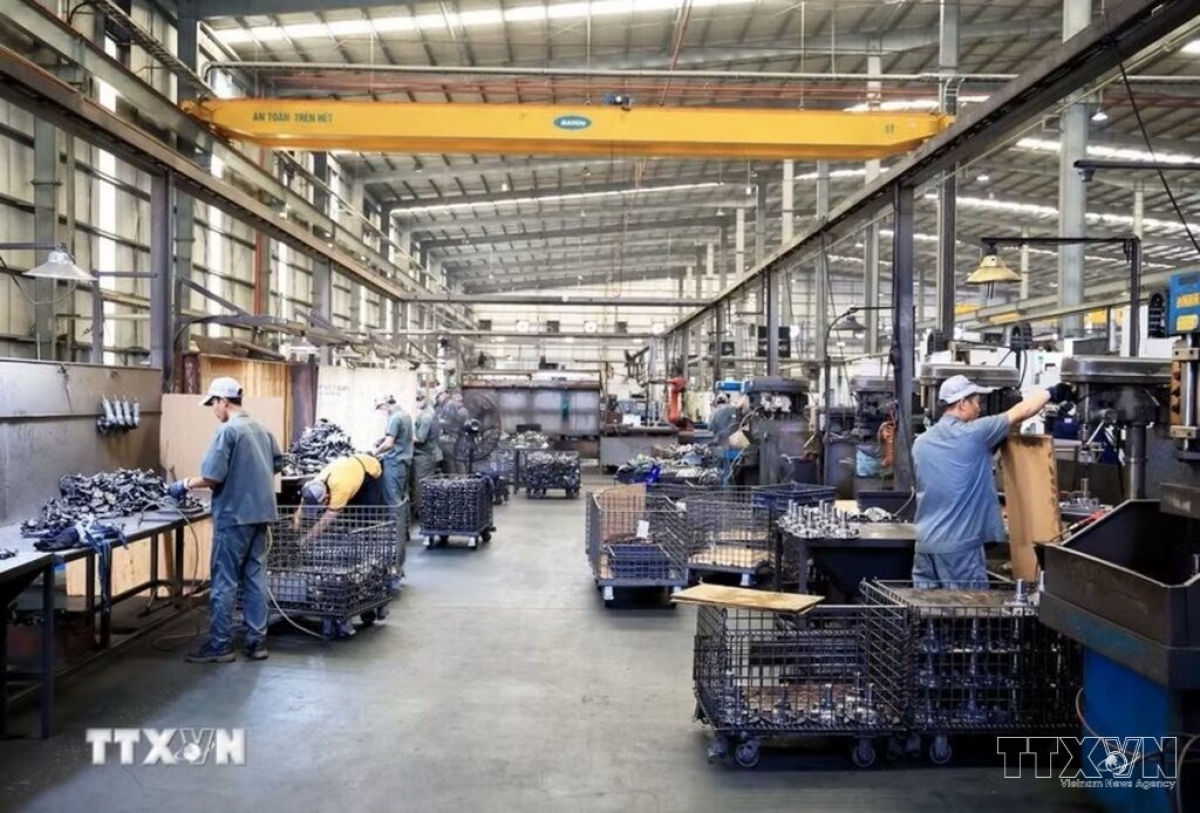 Kegiatan sebuah basis produksi di Perusahaan yang bermodal investasi asing di ZOna Industri Giang Dien, Provinsi Dong Nai (Foto: Hong Dat/VNA)