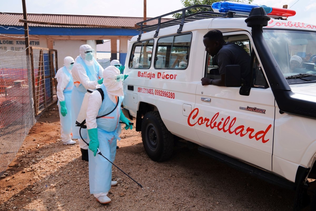 Health workers disinfect an ambulance at Ebola Treatment Center at Bunia General Hospital in Ituri, Congo, Wednesday, July 22, 2026. (Photo: AP/Dirole Lotsima Dieudonne)